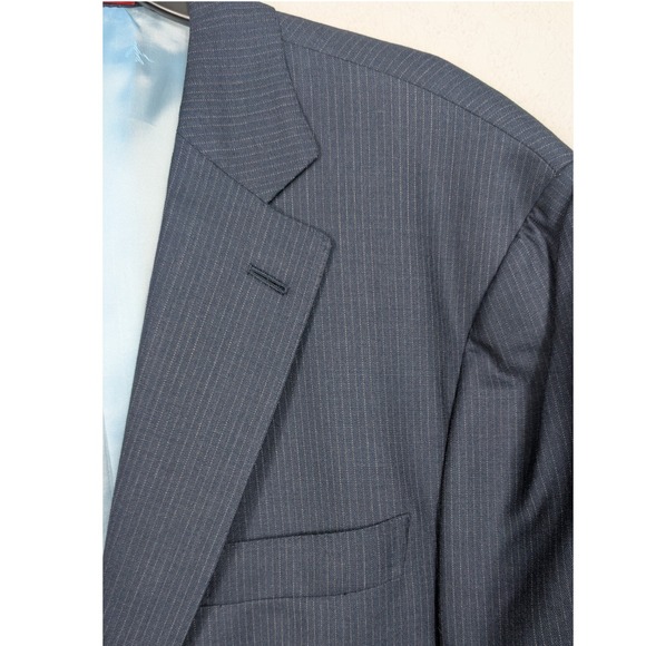 Isaia Other - ISAIA Napoli Men's‎ Blueberry Pinstripe Wool Blazer Base S 2094 PH Italy Size 46